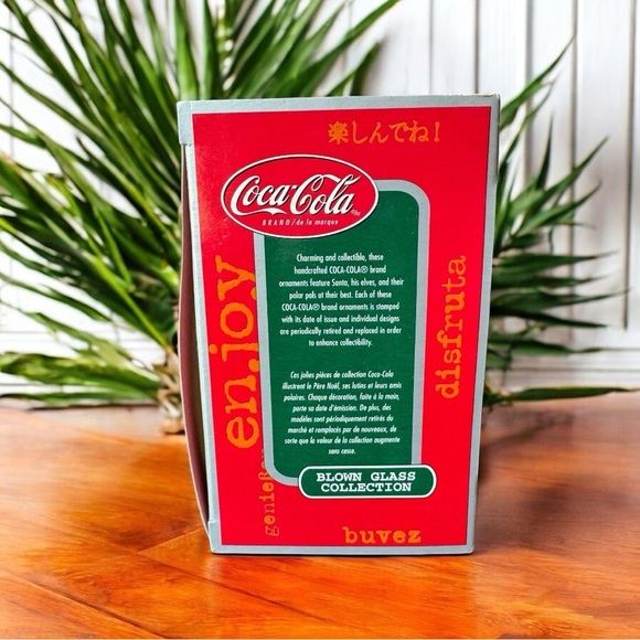 VINTAGE 2002 Coca-Cola Santa Blown Glass Ornament in Box - Christmas Tree - Picture 6 of 16